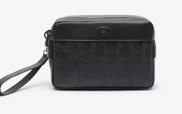 Pochette monogramme en cuir Lacoste