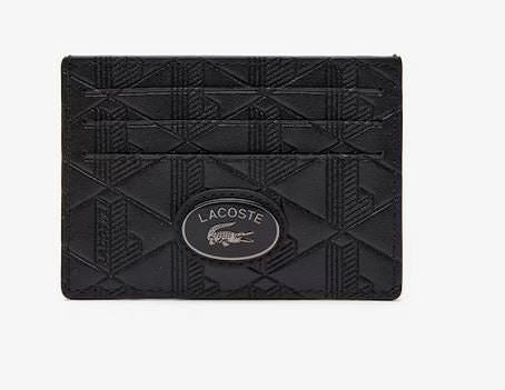 Porte-cartes monogramme en cuir Lacoste