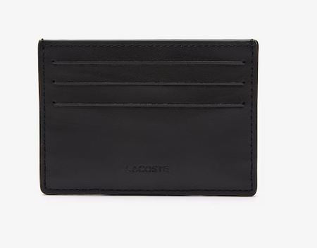Porte-cartes monogramme en cuir Lacoste