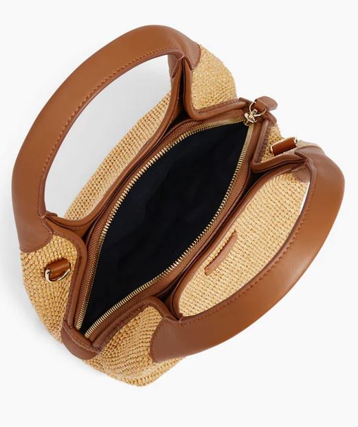 Petit sac à main effet raphia et cuir lisse Juliette Le Tanneur