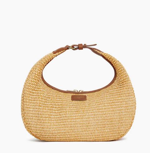 Petit sac hobo effet raphia et cuir lisse Juliette Le Tanneur