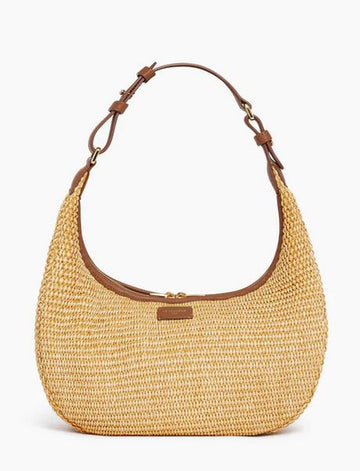Petit sac hobo effet raphia et cuir lisse Juliette Le Tanneur
