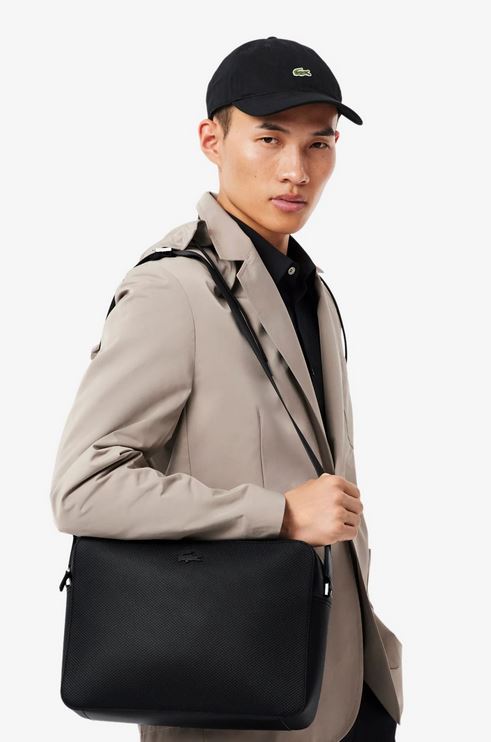 Sac à bandoulière Lacoste Chantaco en cuir Noir