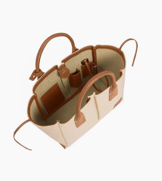 Petit sac à main en toile coton et cuir grainé ELENA LE TANNEUR