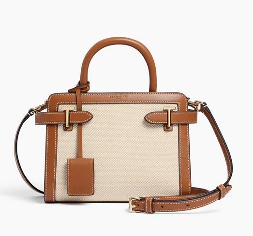 Petit sac à main EMILIE en toile coton et cuir lisse LE TANNEUR