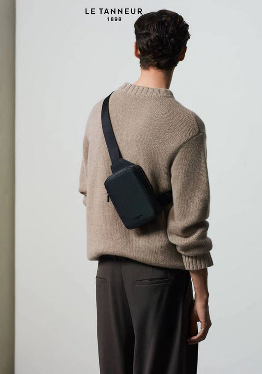 Sacoche sling en cuir signature T Emile LE TANNEUR