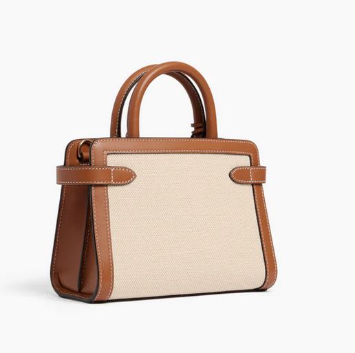Petit sac à main EMILIE en toile coton et cuir lisse LE TANNEUR