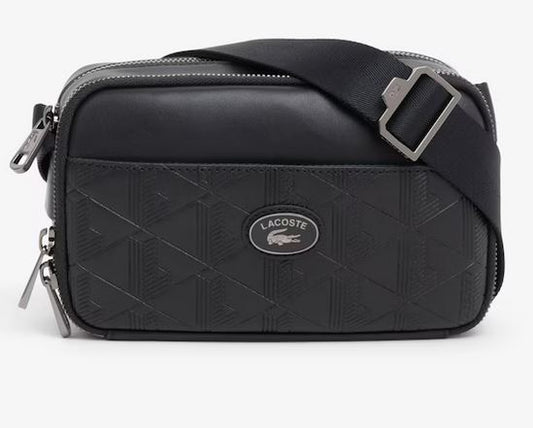 Sacoche monogramme en cuir Lacoste