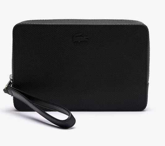 Trousse zippée Chantaco en cuir piqué Lacoste