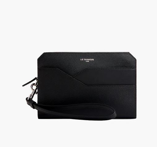 Pochette Gaston avec dragonne en cuir grain croisé LE TANNEUR