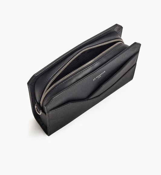 Pochette Gaston avec dragonne en cuir grain croisé LE TANNEUR
